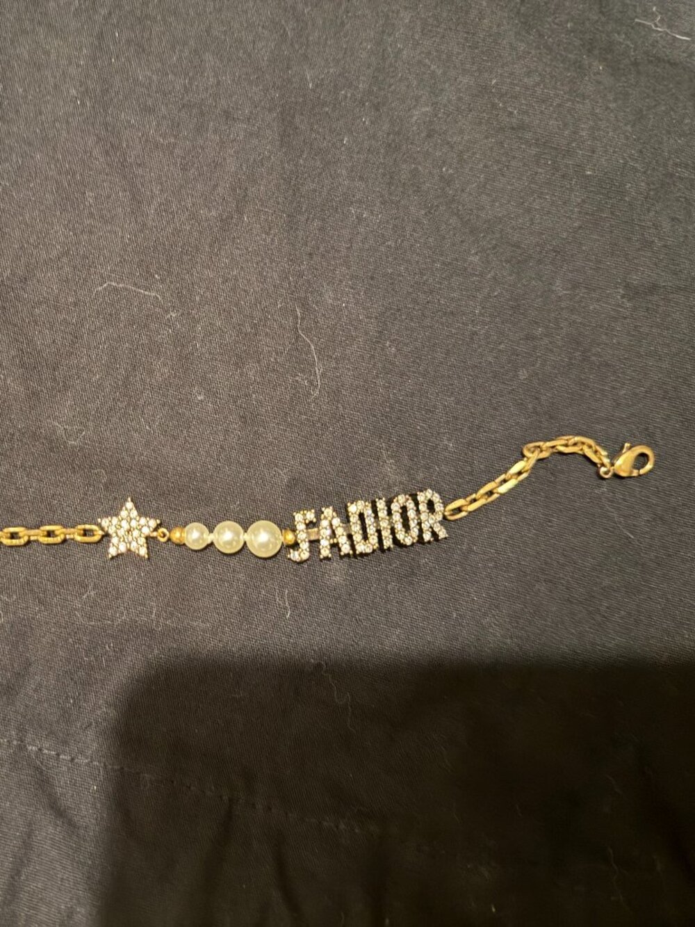 Dior Gold-Tone Crystal Pearl J’Adior Star Charm Bracelet